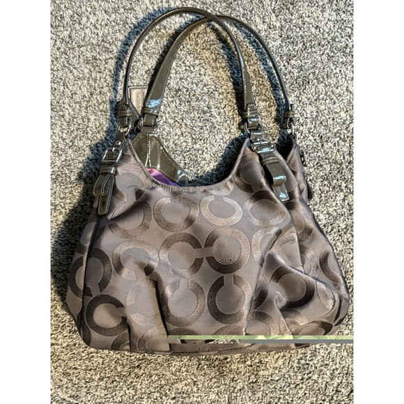 Coach Signature Madison Maggie Hobo Brown Canvas Shoulder Bag 18762 - Picture 4 of 9